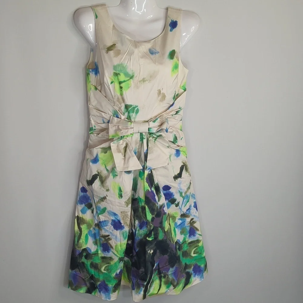 Kate Spade New York Jillian Natural Clotted Cream Watercolor Dress Womens size 2